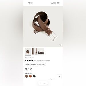 J. Crew Italian Leather Dress Belt - Cigar Brown